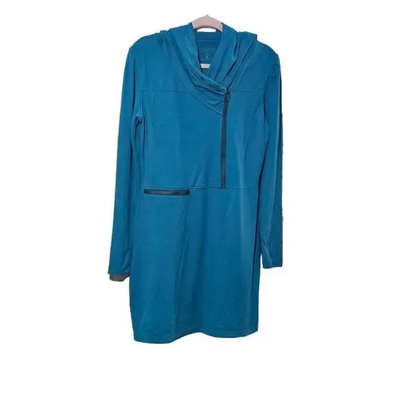 Athleta Teal Blue Hooded Athletic Dress, Top - Picture 1 of 8